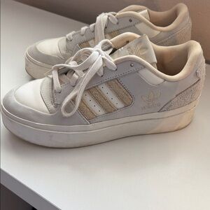Adidas Women's Beige and White Sneakers